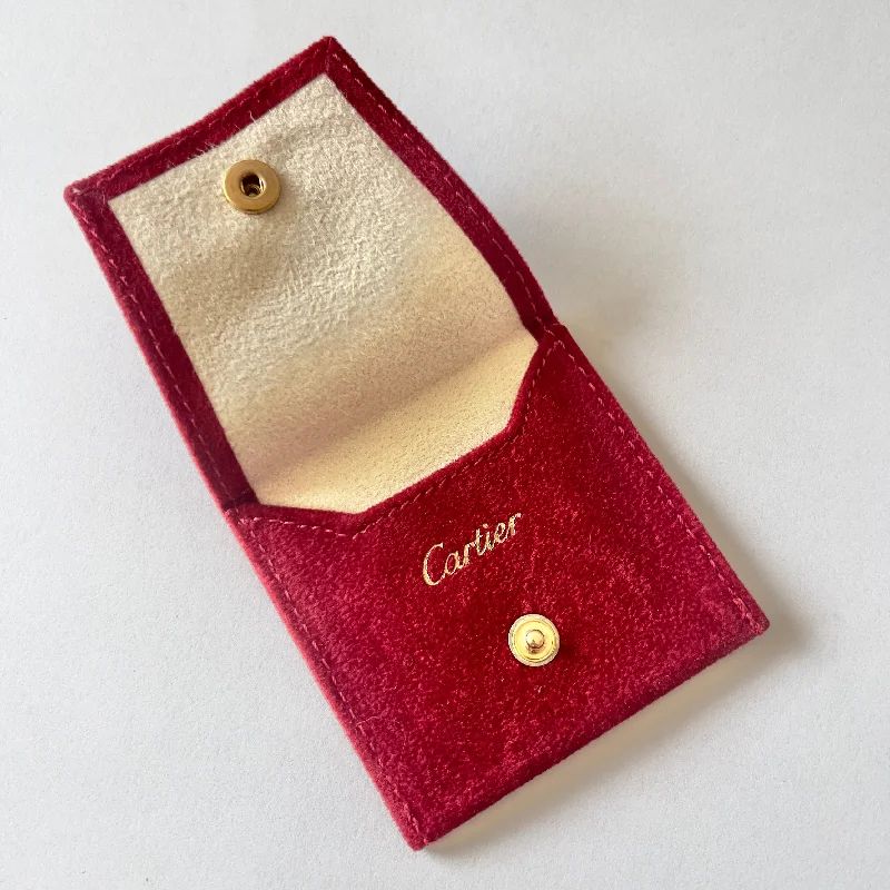 CARTIER Red Faux Suede Jewelry Pouch 2.75x2.5 inches