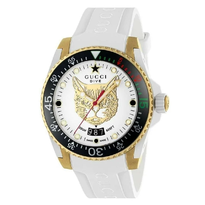 Gucci Men's YA136322 Dive White Rubber Watch