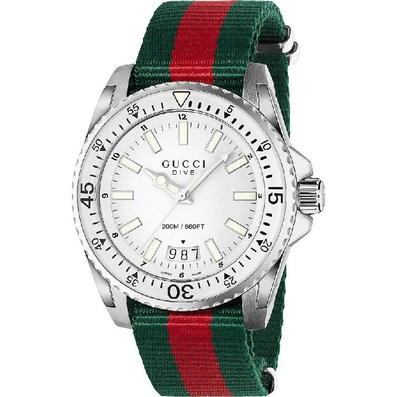 Gucci Men's YA136207 Dive Green and red Nylon Watch