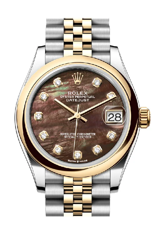 Rolex Datejust 31 Black Mother of pearl Diamond Dial Yellow Gold Steel Jubilee Ladies Watch 278243 278243-0024