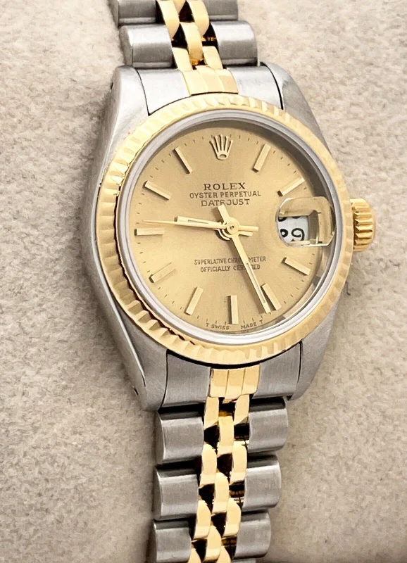 Rolex Datejust Ladies 69173 Champagne Dial 18K Yellow Gold Stainless Steel